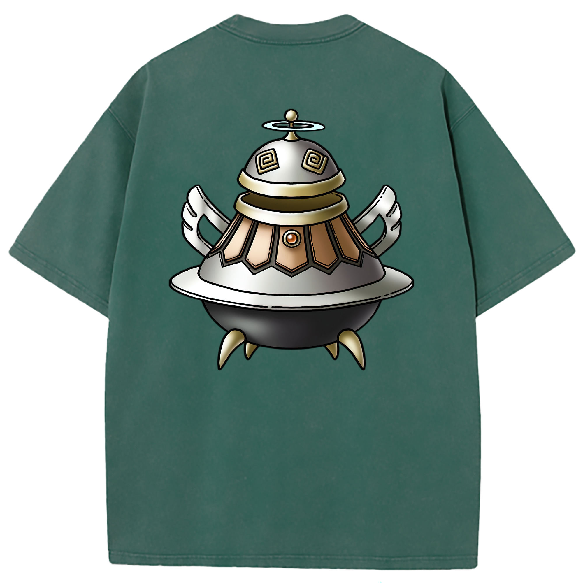 （画像用） ドラゴンクエスト Doragon Kuesuto Dragon Quest 綿100% ヴィンテージ風 半袖Tシャツ（背面プリント）